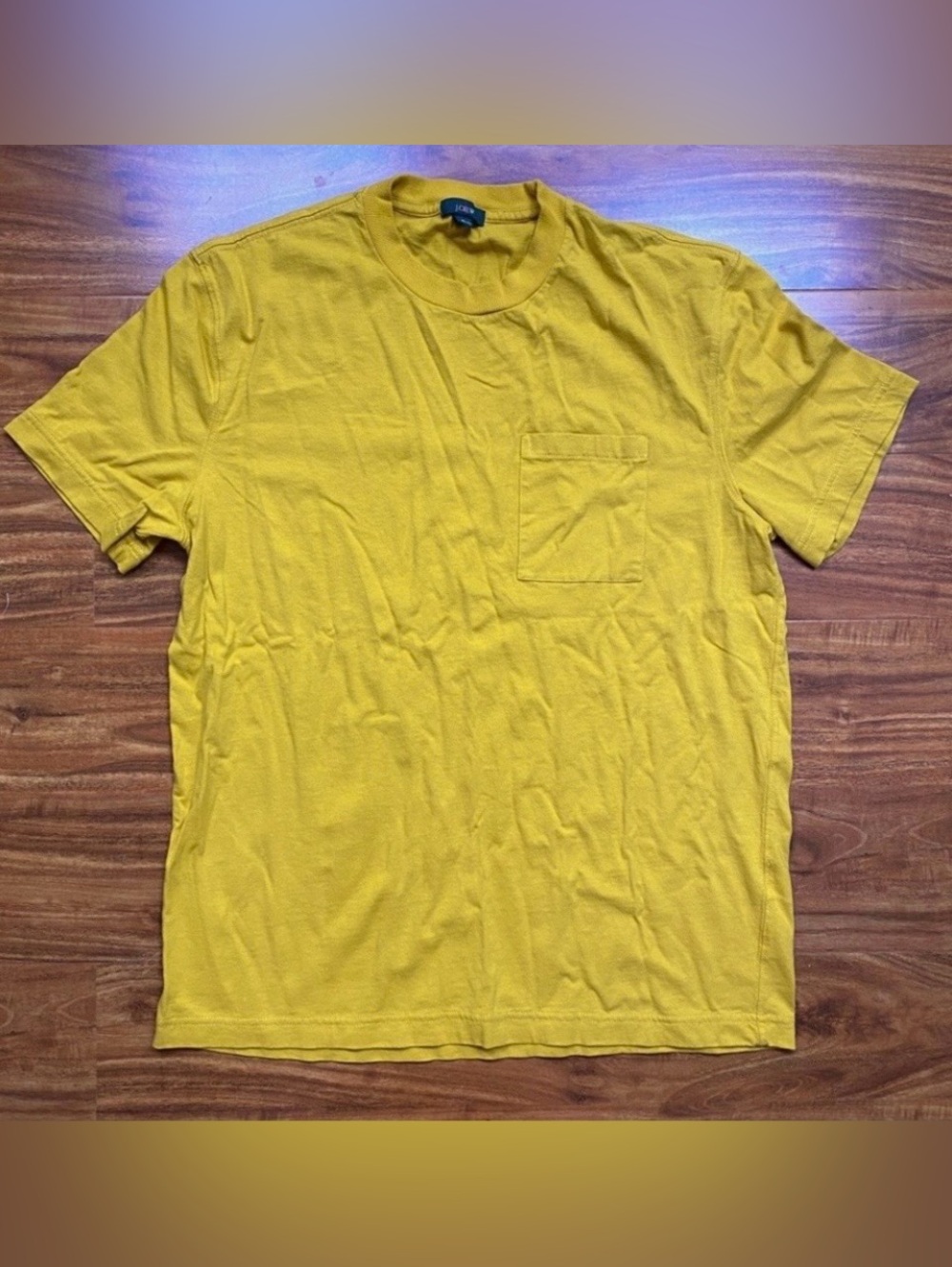 J. Crew Mens Re-Imagined Golden Yellow Pocket Front Crew Thicker T-Shirt Size M